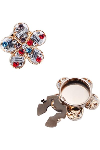 GENERAL 4-Piece Rhinestone Decorative Shirt Button Covers, Floral Cufflinks f...