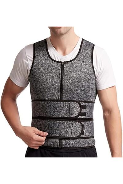 Paporich Men's Sauna Suit with Waist Trainer - Double Belts Neoprene Sweat Ve...