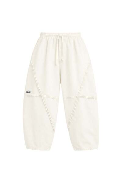 #vdr viadellerose Ecru Stitching Detailed Baggy Trousers 19029