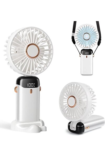 Morvena Picks Ventilator portabil de mână - 3200 mAh 12 ore - Ecran LED pliab...