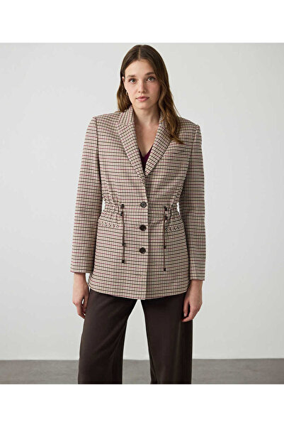 MISS IPEKYOL Ekose desen ayarlanabilir bel blazer