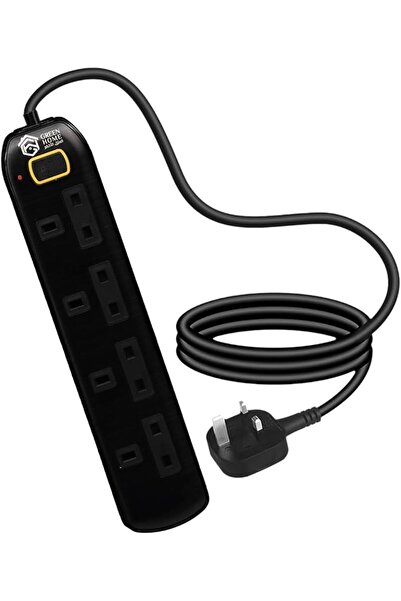 Green Home Electrical Extension 4 Sockets Cable Length 5 Meter - Black