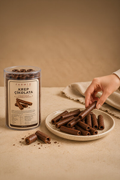 FARMİO Krep Çikolata 220gr - Çikolata Kaplı Çıtır Rulo Krep Katları