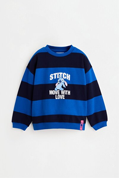 LEFTIES Stitch ©Disney çizgili sweatshirt