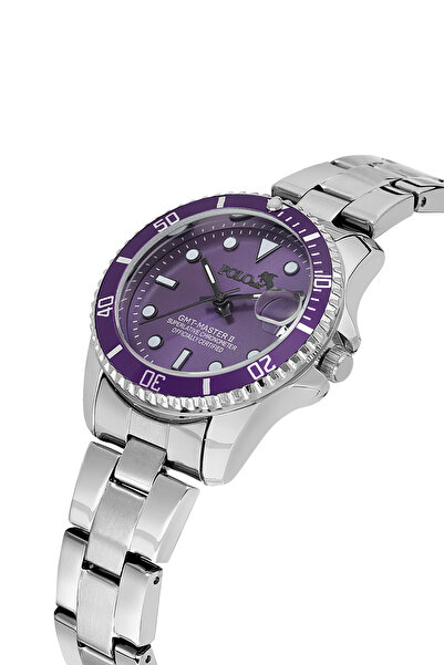 Poloair Mercedez Women's Wristwatch with Calendar Silver Purple Color Pl-1621B6X
