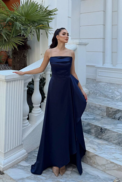 Sindimoda Taş Askı Detay Fırfırlı Saten Abiye 1213