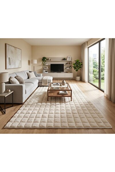 ALA RUGS VİZON Yumuşak Kaymaz Özel Taban Peluş Salon ve Yolluk Halısı
