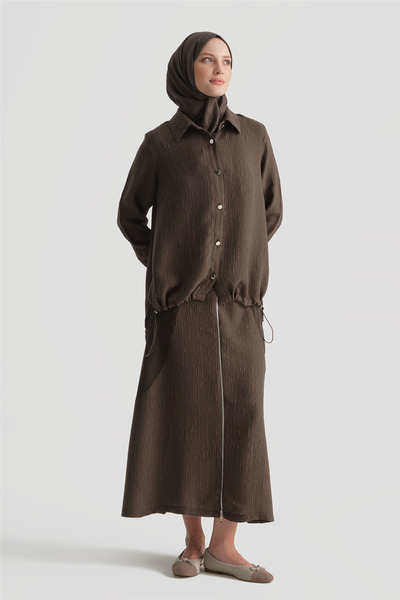 Armine Muslin Shirt Set Brown