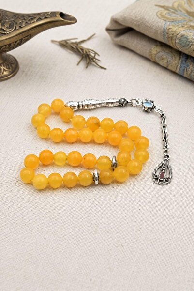 Prestige Natural Agate Stone 33 Prayer Beads with Metal Tassel 8mm Sphere Cut...