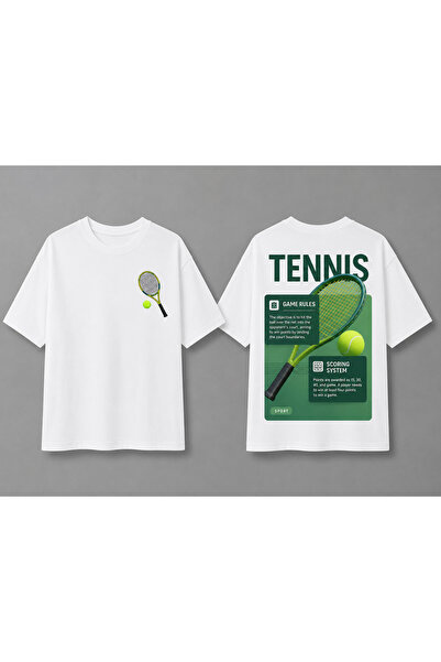 VODEXA Unisex Oversize Tennis Printed T-Shirt 100% Cotton Tennis Themed Comfo...