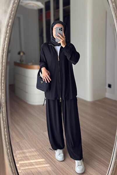 Ka Hijab طقم ساندي مزدوج بسحابين - أسود