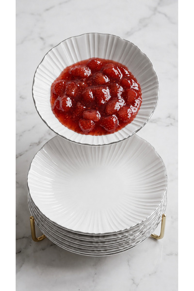 qtahya homes queen of kütahya Timeless Elegance Silver 6-Piece 12 cm Porcelai...