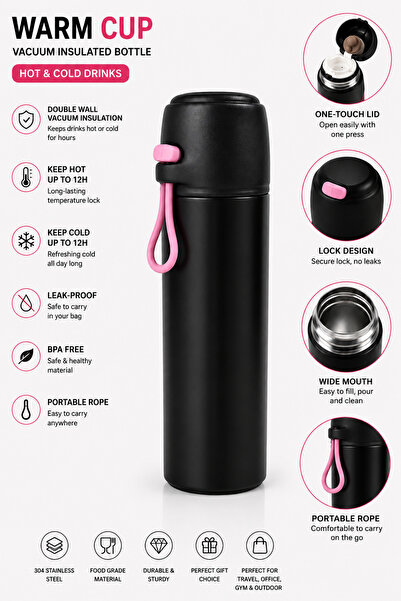 Generic Brand 500ml Thermal Bottle, Thermos for Hot and Cold Drinks, Anti-Lea...