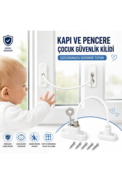 DESIPHON Pvc Pimapen Glass Lock with Key Steel Rope Theft Prevention Baby Chi...