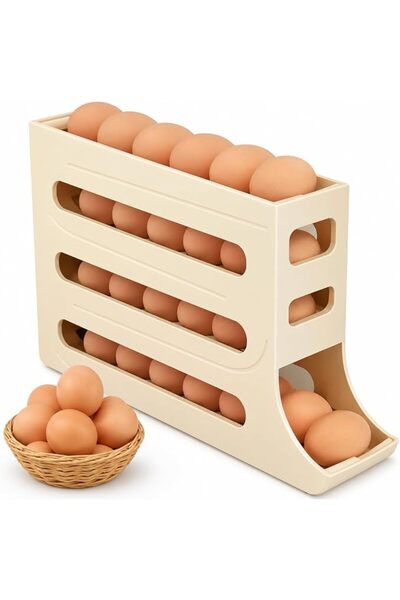Generic 4-Tier Automatic Rolling Egg Holder for Refrigerator, Gravity-Fed Egg...