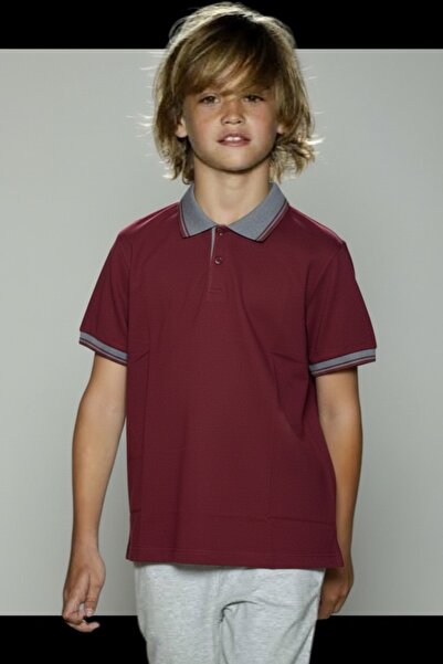 Afacan Unisex Burgundy Short Sleeve Polo Collar Lacoste T-Shirt - Suitable fo...