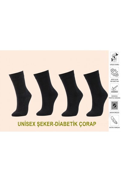 HANKARAYEL Women'S/Men's Bamboo Socks Diabetic Non-Stretch Socks Non-Squeezing Socks 4-Pack
