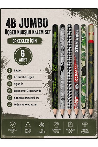 Genel Markalar üçgen 4B yumuşak yazım 6 lı kurşun kalem