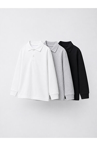 Tifina Kids Children's School Polo Collar Lacoste 3-Piece Long Sleeve Pack