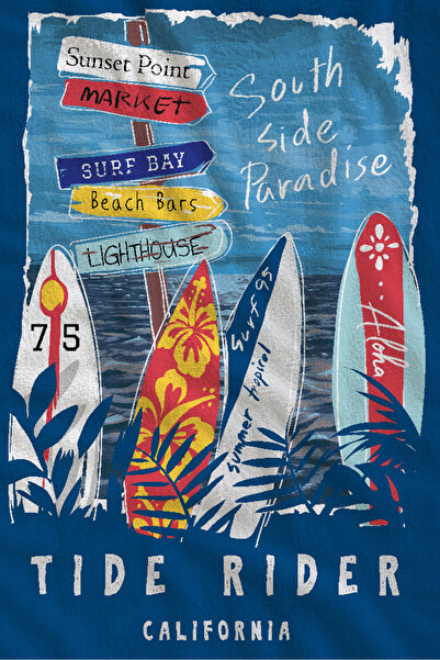 Evmila Blue Surfboards and Waves Pattern 70X150 Beach Towel - Digital Printed...