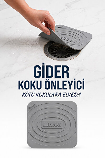 LELVANİ Gri Gider Kapağı - Kötü Koku Ve Böcek Önleyici Mat Banyo Mutfak Lavab...