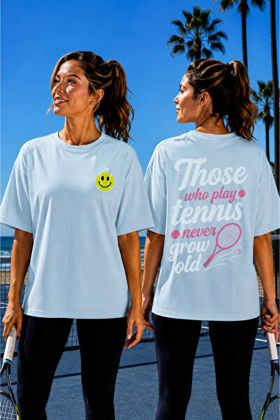 VODEXA Unisex Oversize Tennis Printed T-Shirt 100% Cotton Tennis Themed Comfo...