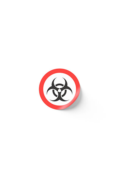 30 Adet 5.5 cm Yuvarlak Sticker - Biyolojik Biohazard Tehlikeli Maddeler Sembolü Piktogramı İSG