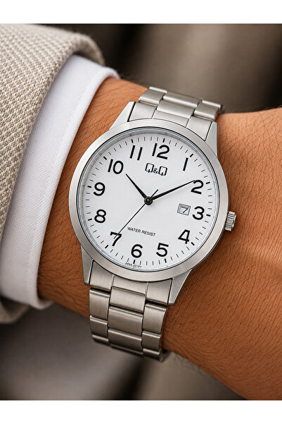 Q&Q Men's Wristwatch Silver Color with Calendar Casual and Classic Style Japa...