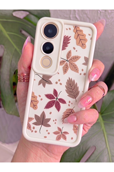 Rivor Vivo V50 Lite Uyumlu Kılıf Kamera Korumalı Sonbahar Yaprakları Desenli ...