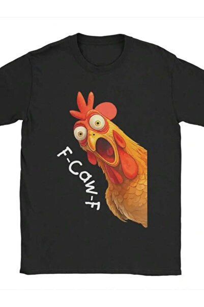 NOURAM تي شيرت مضحك F-Caw-F Chicken FCAWF للجنسين من القطن الخالص مطبوع عليه ...