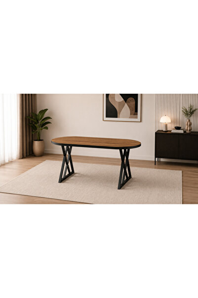 AVVİO Maren 80x120 cm Oval Yemek Masası Mutfak Masası X Ayaklı