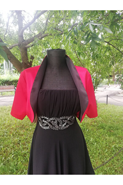 OEM Bolero elegant din saten lucios, in nuanta de roz, maneca scurta