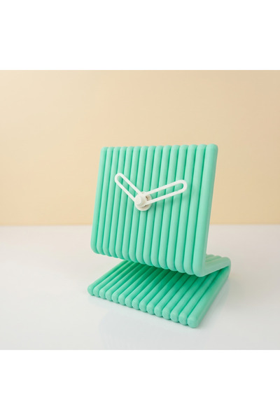 Dekoratif Masa Saati Turkuaz - Sessiz Analog Z-Stand 9x11 cm