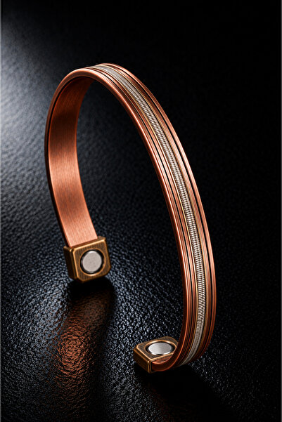 İyyaKee 100% Pure Copper Magnetic Bracelet Silver Color Chain Detailed Adjust...