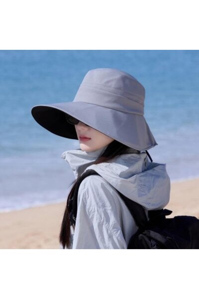 STARSTAR Women's sun hat grey microfiber UV wide brim bucket.
