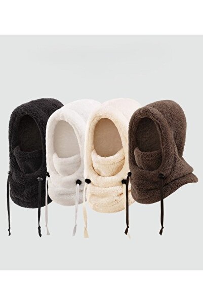 STARSTAR Winter scarf hood with ear flaps brown ski/cycling face mask L.