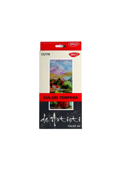 daço Vopsea Tempera pentru Artiști DACO, Set 10 Culori, 22 ml/Tub, Multicolor