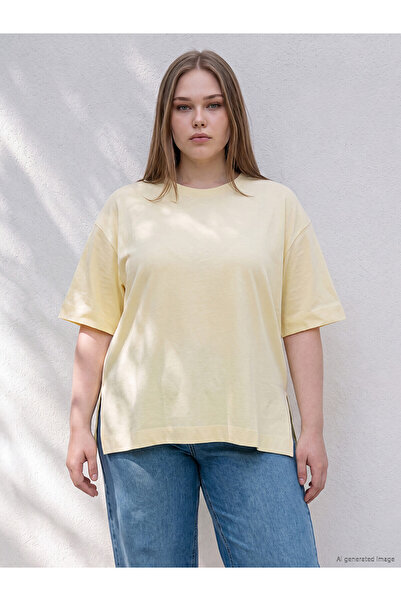 LC Waikiki Nevavm with Difference Big Size 100% Cotton Women's T-Shirt