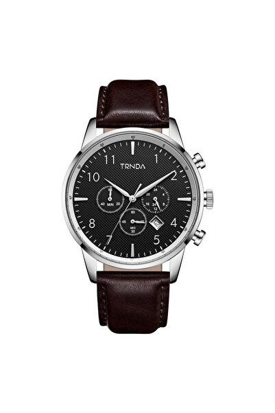 TRNDA Men's Stainless Steel Watch, Brown Leather Band | Tm12345