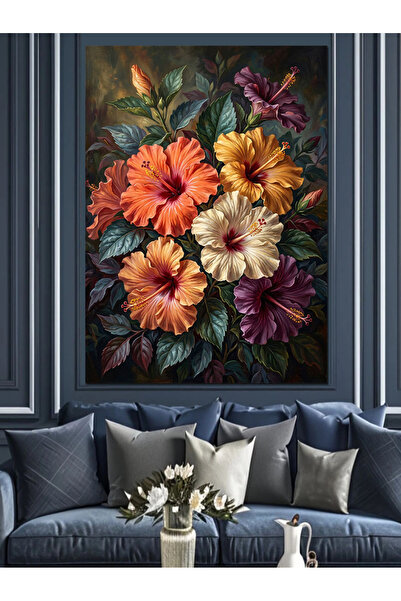 Artmeg Buchet de flori tropicale de hibiscus - Pânză decorativă - Tablou din ...