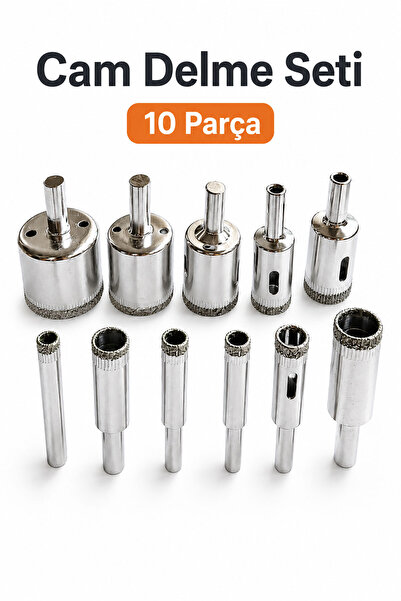 Badem10 Cam Seramik Fayans Porselen Delme Ucu Seti 10 Parça Elmas Kaplı Boru ...