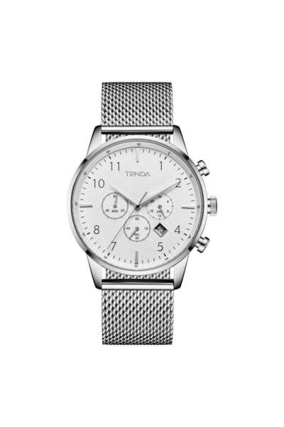 TRNDA Men's Stainless Steel Watch, Silver Mesh Band | Trn-001