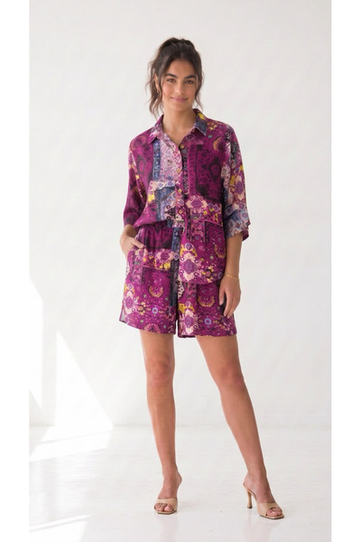Ded COLLECTION Women's ethnic patterned bohemian chic, relaxed fit shirt & sh...