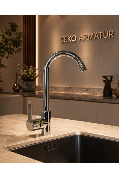 CEKO ARMATÜR Valor Evi̇ye Bataryasi |   Luxury Chrome Kitchen Faucet
