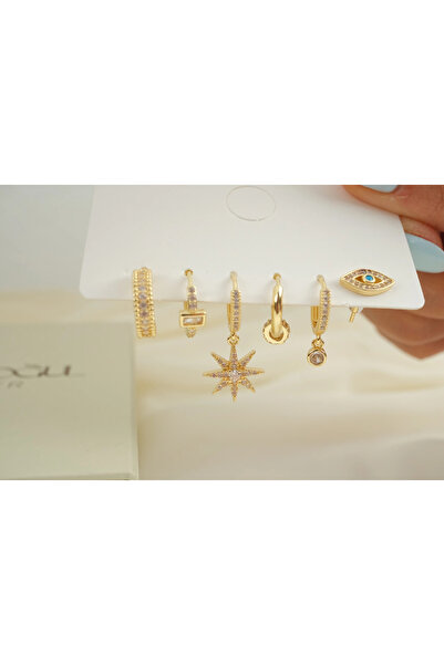 ATELİER TUĞBA Çkp6031 Stone-Set Pole Star, Evil Eye Bead and Ring-Detail 6-Pi...