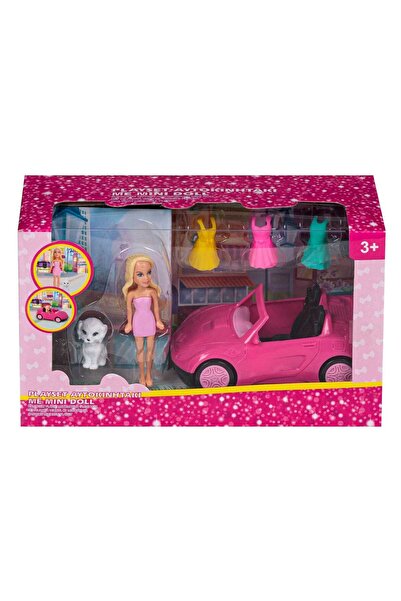 Generic Brand Set de Joaca Mini Papusa cu Masina Roz decapotabila, Catelus si...