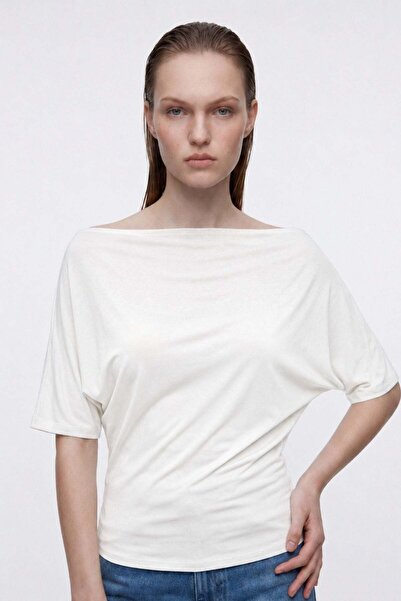 HAKKE Women's Asymmetrical Shoulder Detail Blouse