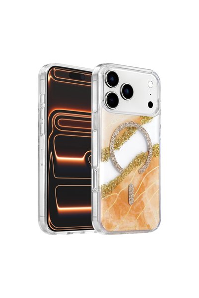 TheGencoo غطاء Onegif Apple iPhone 17 Pro/18 Pro Lotus Silvery Magsafe - برتقالي