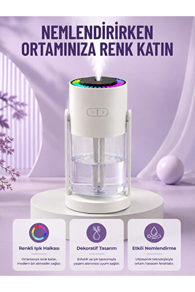ASTRALTECH Sessiz Hava Nemlendirici Renkli Gece Işıklı Otomatik Kapanma Özellikli Nemlendirme Cihazı