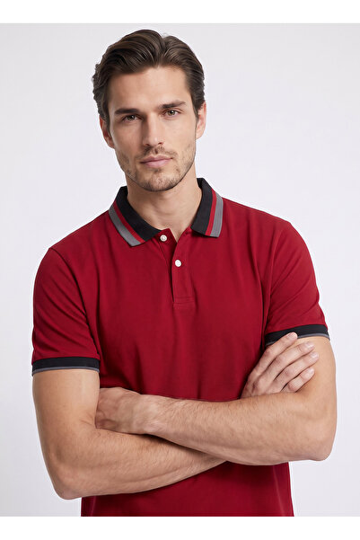 ALTINYILDIZ CLASSICS Bordo Erkek Slim Fit Çizgili Polo T-Shirt ACE091262034